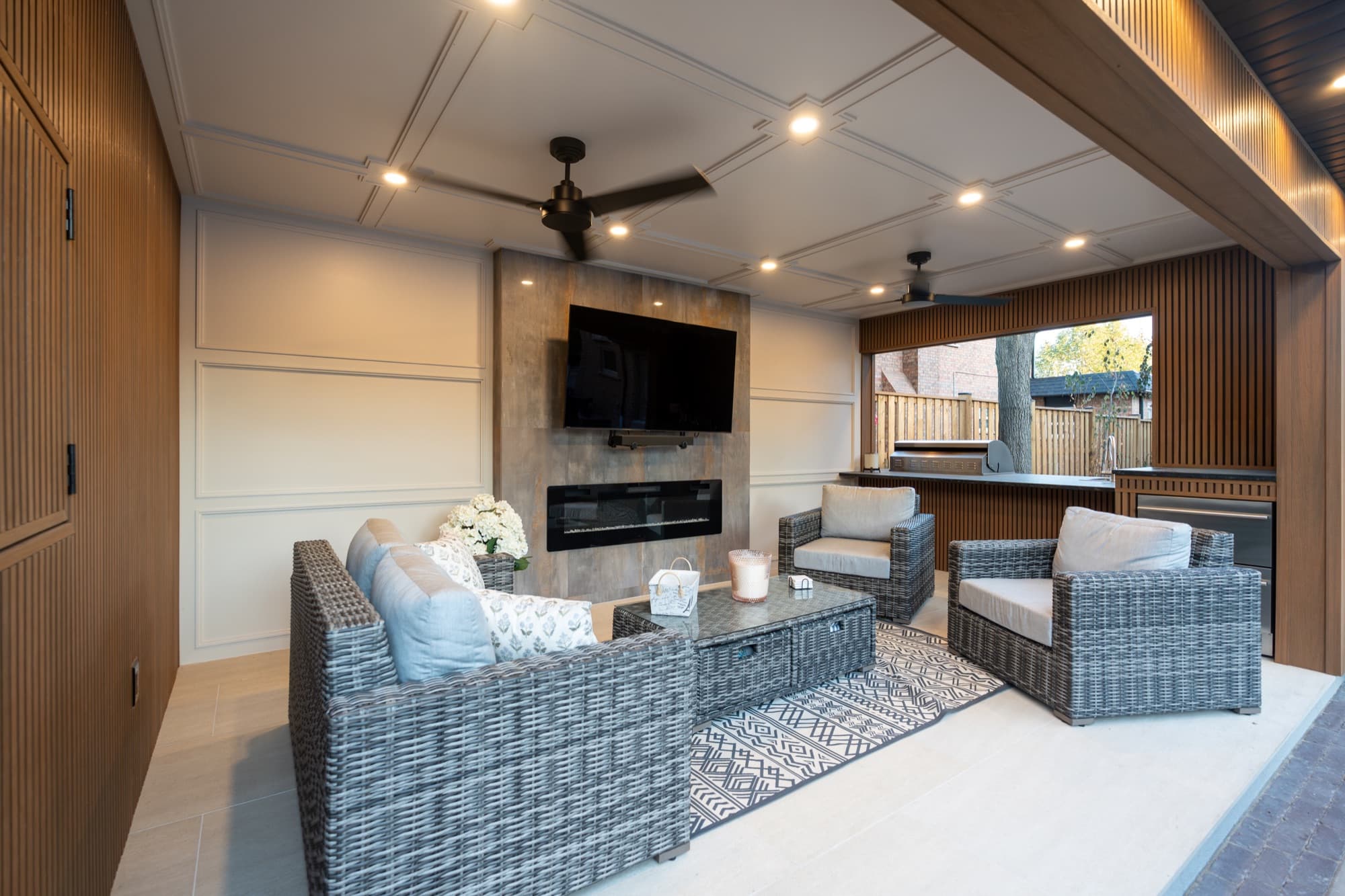 Coffered-Ceiling Poolside Cabana — 3